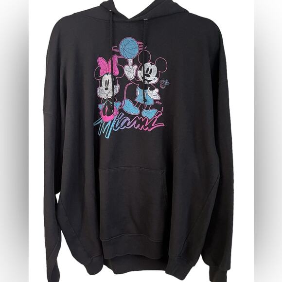 Disney x Junk Food Men’s Black Mickey and Minnie Miami Heat Hoodie XXL - Picture 1 of 9